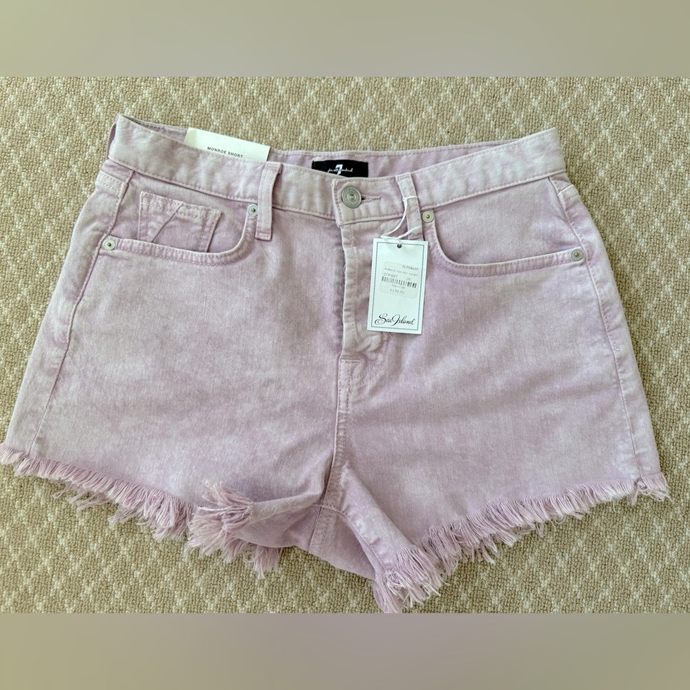 7 For All Mankind Monroe Denim Cutoff Short - Sorbet Color, Size 26. NWT